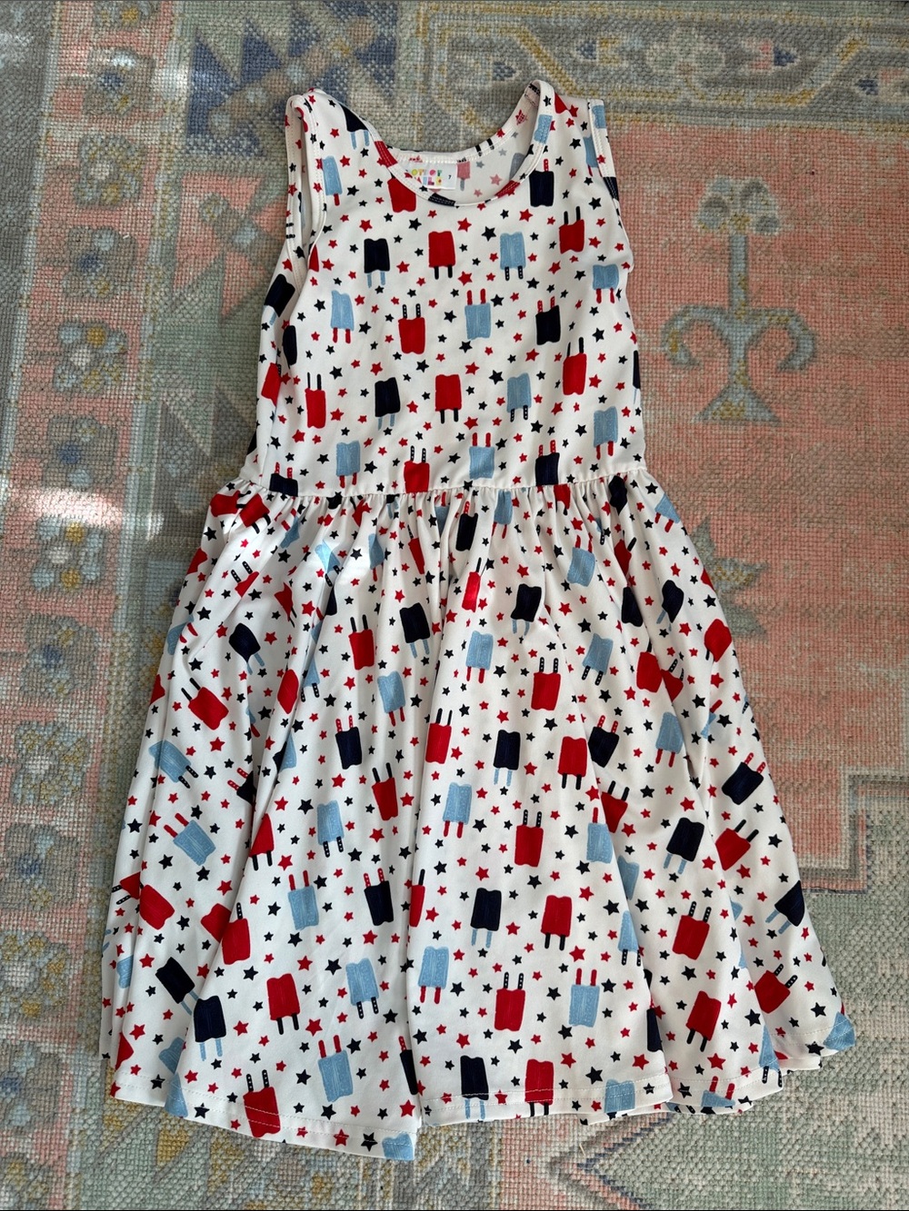 Dot Dot Smile 4th of July Popsicle Print Dress - Red & Blue (7) - like new